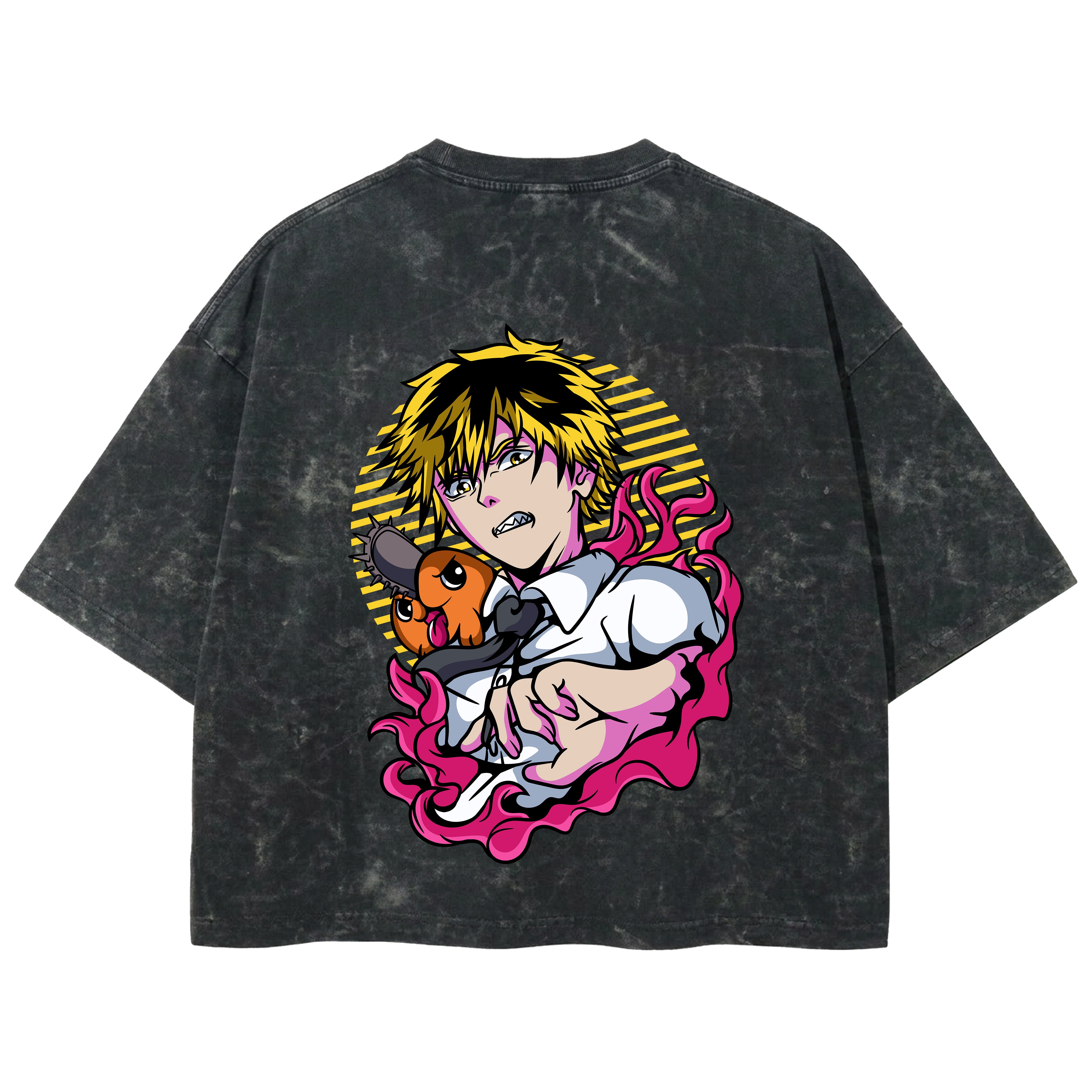 Playera streetwear premium de anime y gaming ExtraLife MX, corte boxy deluxe mineral wash heavyweight en color Acid Wash, moda urbana mexicana de culto.