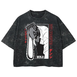 Playera streetwear premium de anime y gaming ExtraLife MX, corte boxy deluxe mineral wash heavyweight en color Acid Wash, moda urbana mexicana de culto.