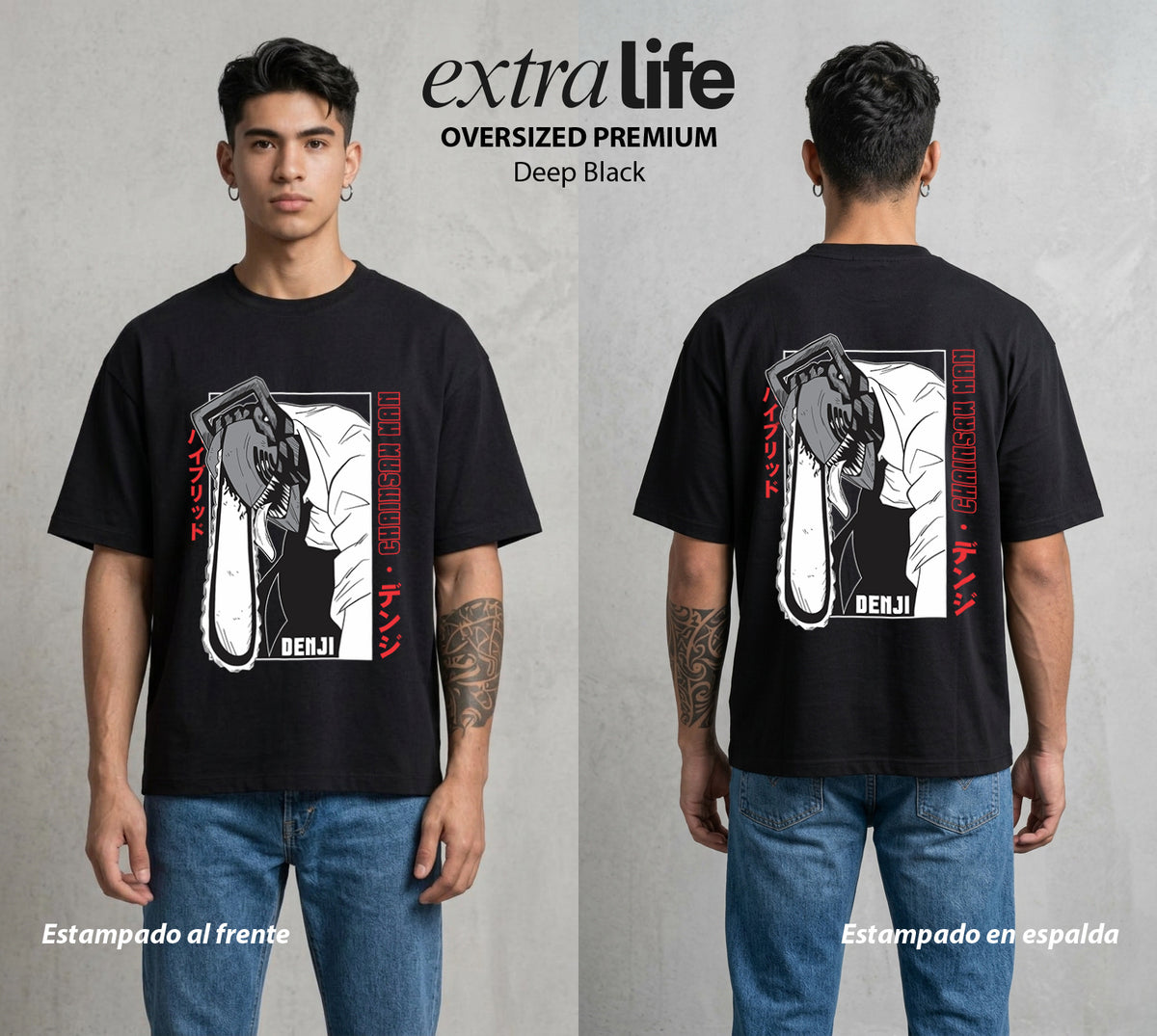 El Contrato Infernal | El Heroe de la Sierra #00396 - Playera Oversized Premium | Deep Black - Foto en modelo
