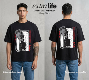 El Contrato Infernal | El Heroe de la Sierra #00396 - Playera Oversized Premium | Deep Black - Foto en modelo