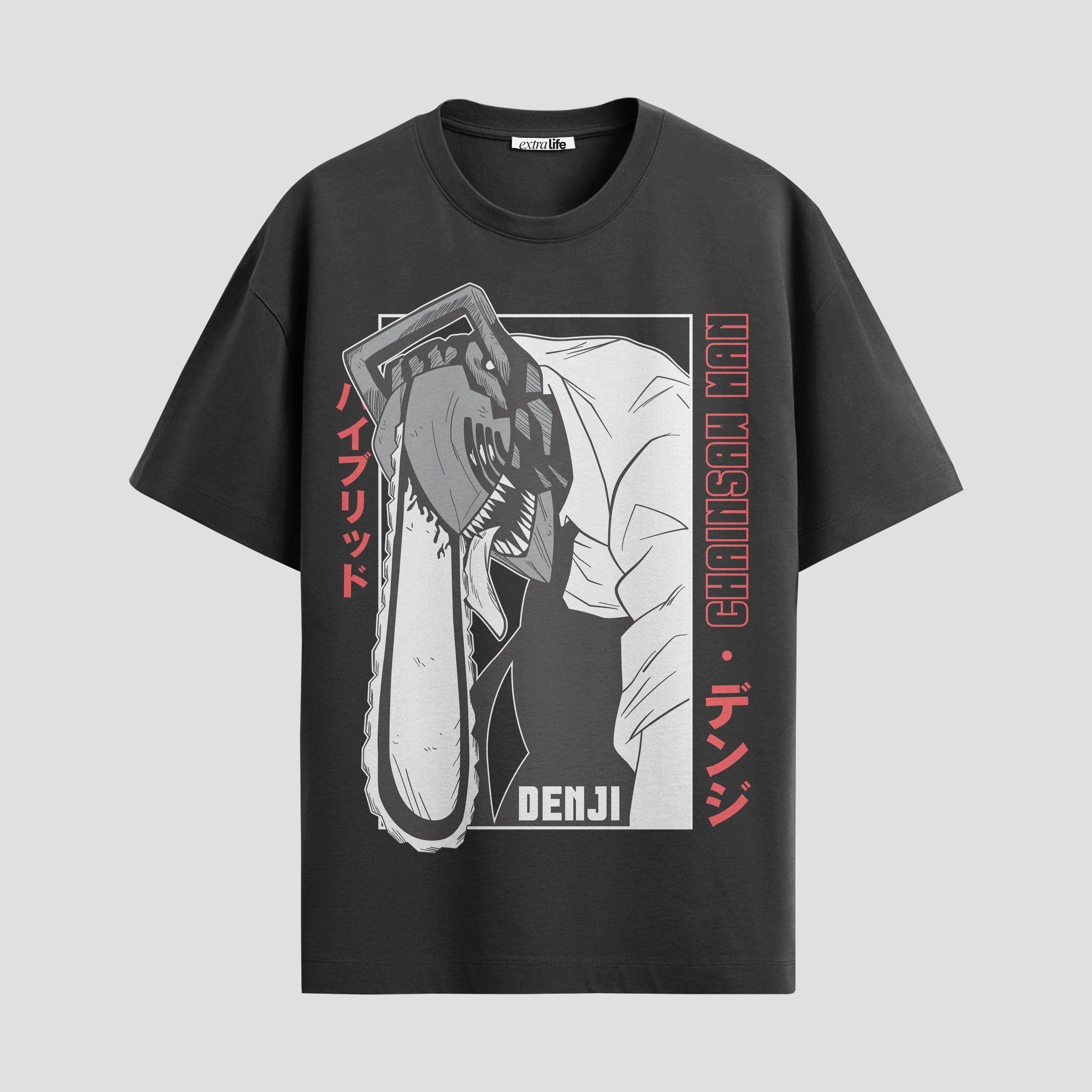 Playera urbana de anime y gaming ExtraLife MX, corte Standard Fit unisex ligero y transpirable en color Deep Black y Pure White, ropa de uso diario para gym y casual.