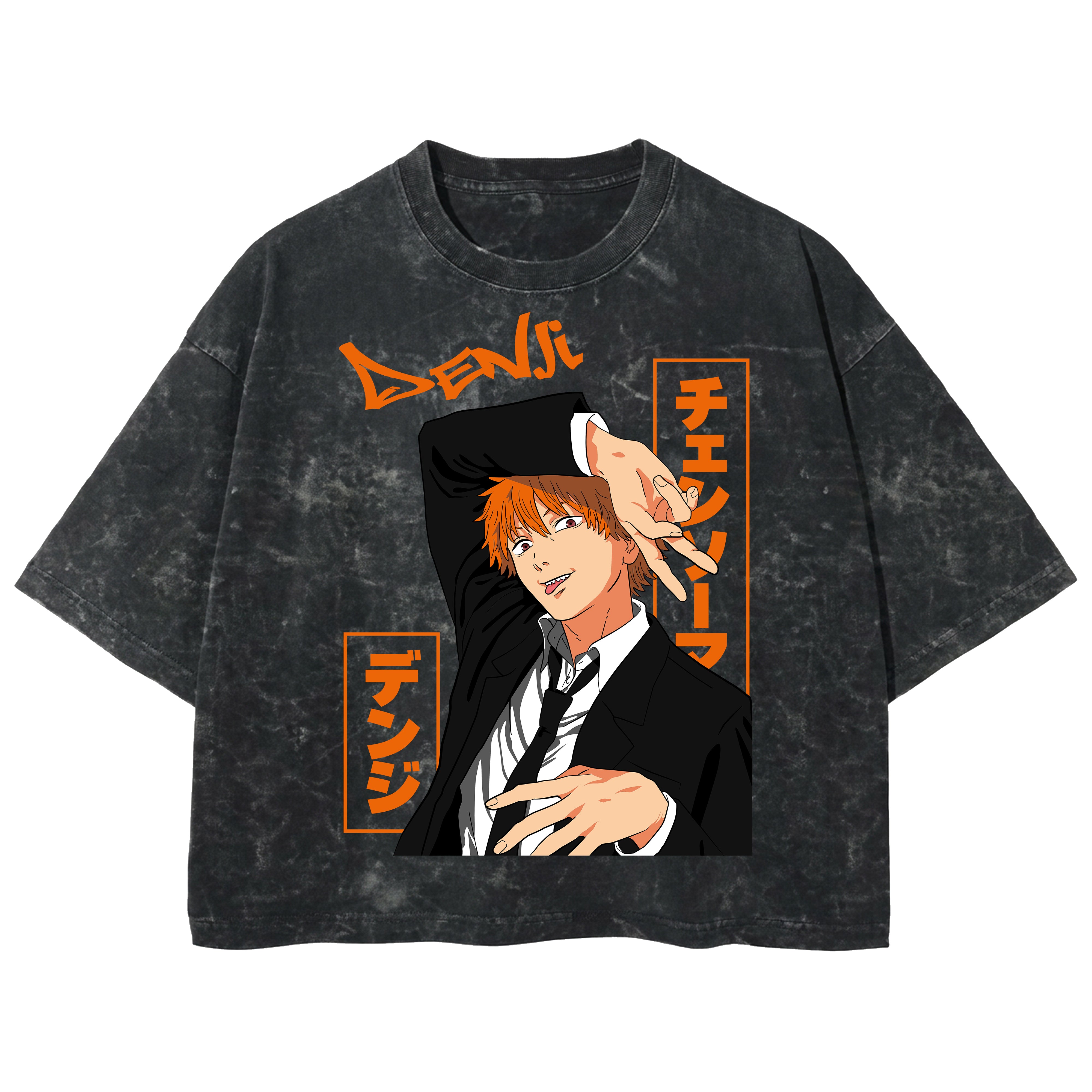 Playera streetwear premium de anime y gaming ExtraLife MX, corte boxy deluxe mineral wash heavyweight en color Acid Wash, moda urbana mexicana de culto.