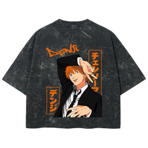 Playera streetwear premium de anime y gaming ExtraLife MX, corte boxy deluxe mineral wash heavyweight en color Acid Wash, moda urbana mexicana de culto.