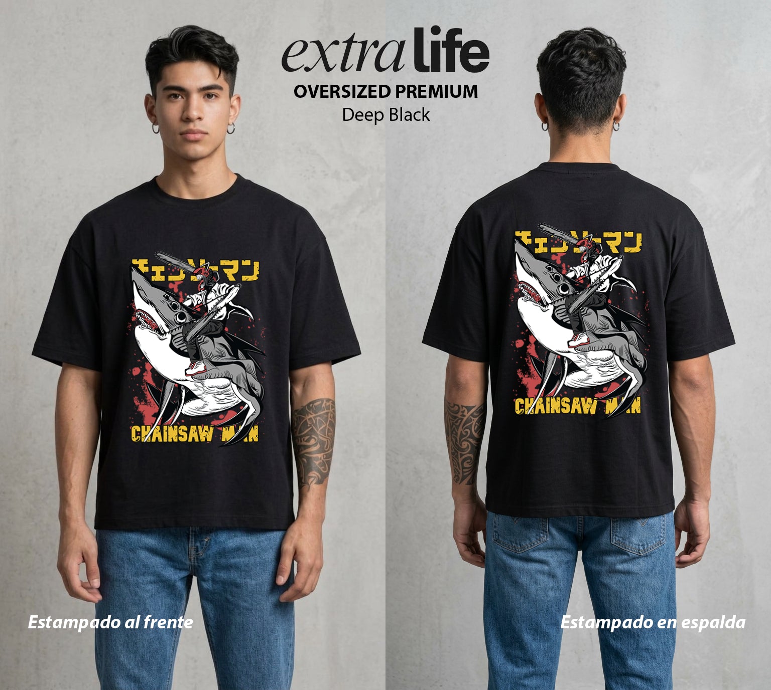 El Contrato Infernal | El Chico de la Sierra #00398 - Playera Oversized Premium | Deep Black - Foto en modelo