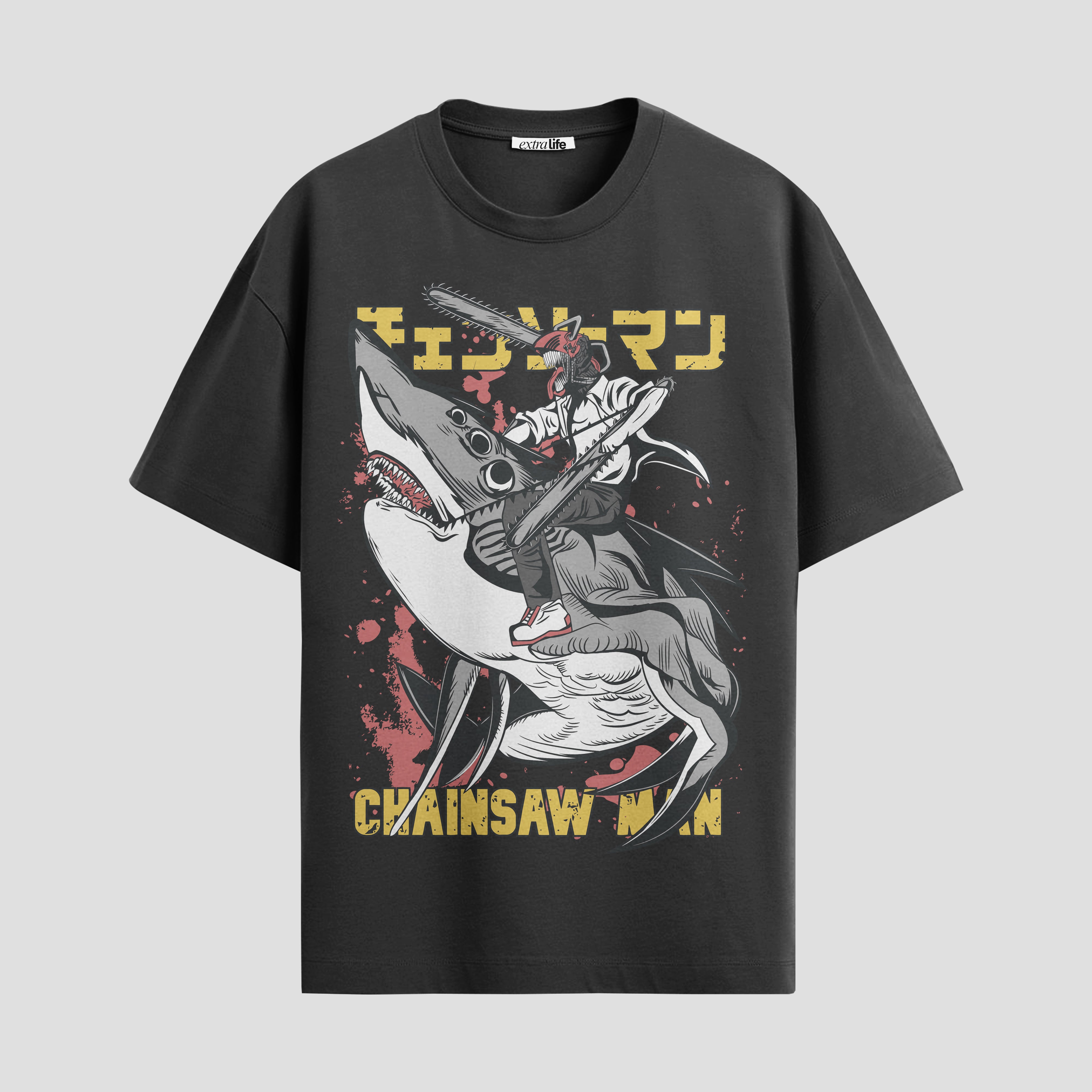 Playera urbana de anime y gaming ExtraLife MX, corte Standard Fit unisex ligero y transpirable en color Deep Black y Pure White, ropa de uso diario para gym y casual.