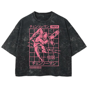 Playera streetwear premium de anime y gaming ExtraLife MX, corte boxy deluxe mineral wash heavyweight en color Acid Wash, moda urbana mexicana de culto.