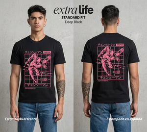 El Contrato Infernal | El Chico con Corazon de Perro #00399 - Playera Standard Fit | Deep Black - Foto en modelo