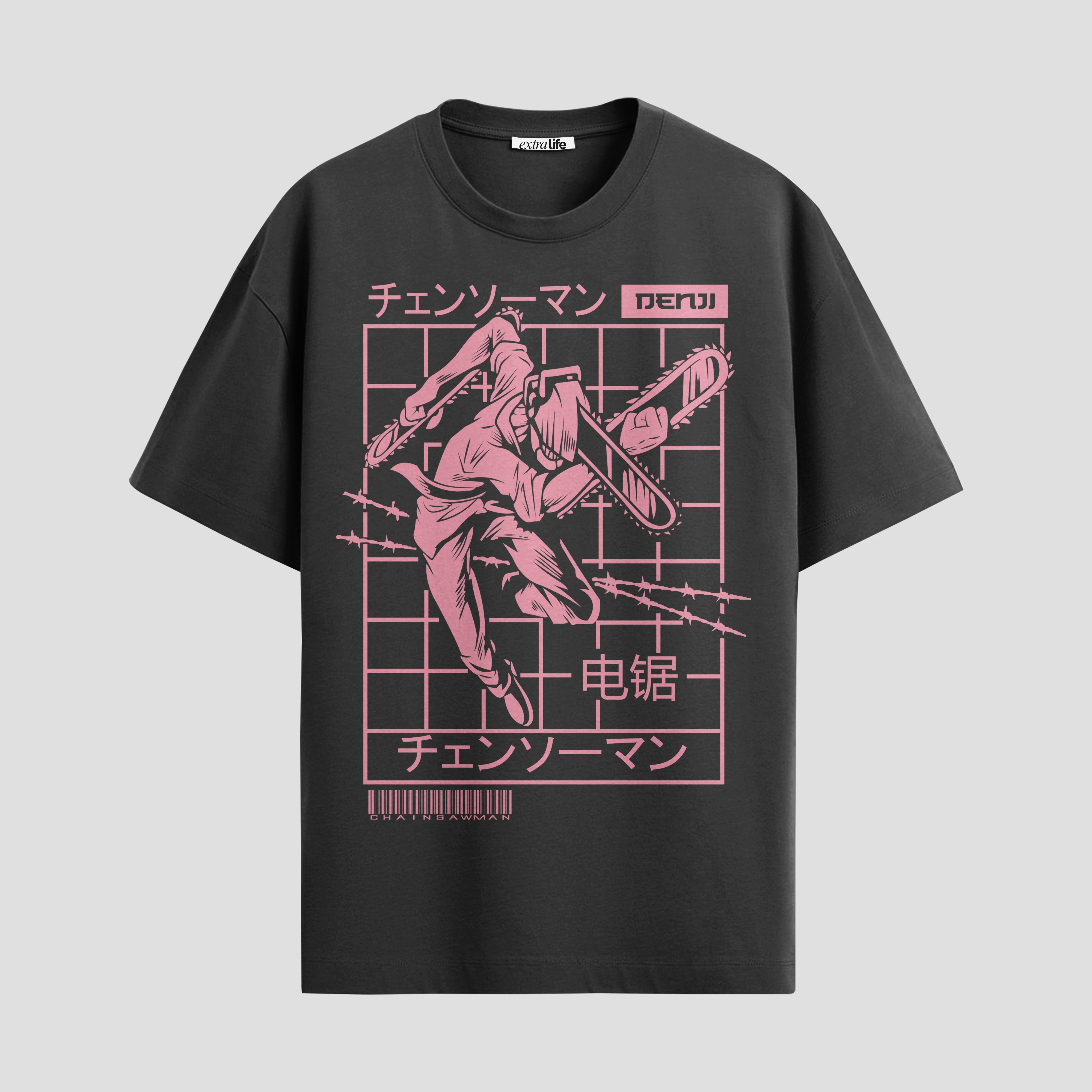 Playera urbana de anime y gaming ExtraLife MX, corte Standard Fit unisex ligero y transpirable en color Deep Black y Pure White, ropa de uso diario para gym y casual.