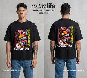 El Contrato Infernal | El Contrato con el Diablo #00400 - Playera Oversized Premium | Deep Black - Foto en modelo