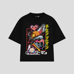 Playera streetwear premium de anime y gaming ExtraLife MX, corte oversized drop shoulder ligero y fresco en color Deep Black y Off-White, moda urbana mexicana de culto.