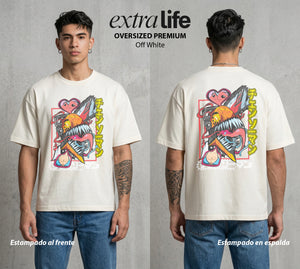 El Contrato Infernal | El Contrato con el Diablo #00400 - Playera Oversized Premium | Off White - Foto en modelo