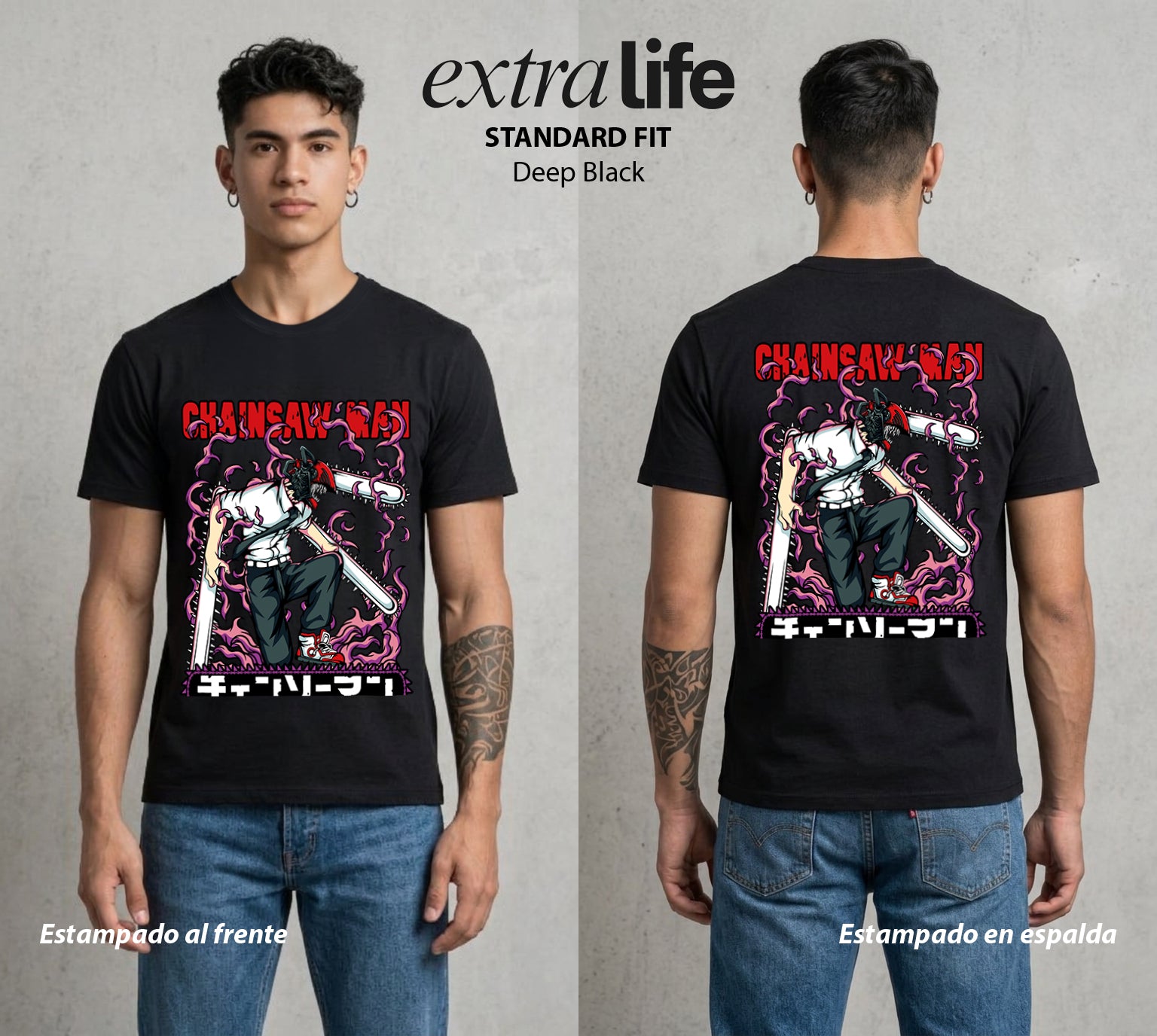 El Contrato Infernal | El Diablo Humano #00402 - Playera Standard Fit | Deep Black - Foto en modelo