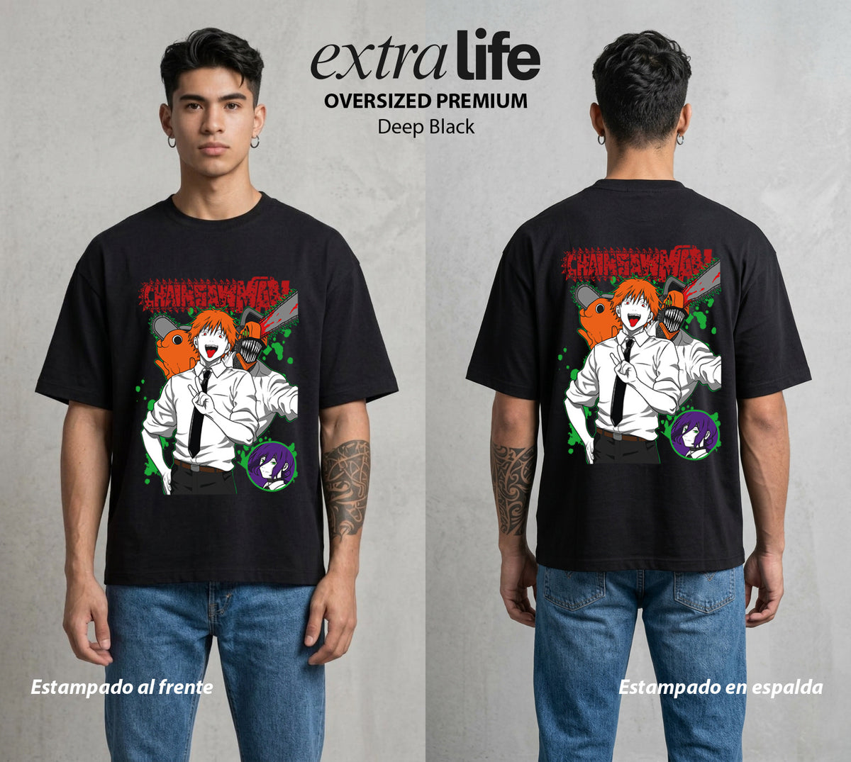 El Contrato Infernal | El Heroe de la Sierra #00403 - Playera Oversized Premium | Deep Black - Foto en modelo