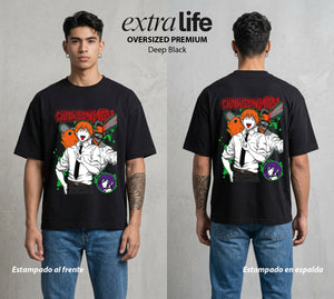 El Contrato Infernal | El Heroe de la Sierra #00403 - Playera Oversized Premium | Deep Black - Foto en modelo