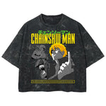 Playera streetwear premium de anime y gaming ExtraLife MX, corte boxy deluxe mineral wash heavyweight en color Acid Wash, moda urbana mexicana de culto.
