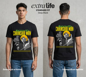 El Contrato Infernal | La Motosierra Infernal #00404 - Playera Standard Fit | Deep Black - Foto en modelo