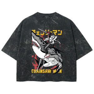 Playera streetwear premium de anime y gaming ExtraLife MX, corte boxy deluxe mineral wash heavyweight en color Acid Wash, moda urbana mexicana de culto.