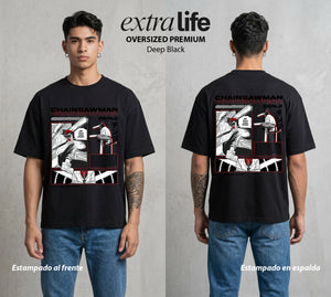 El Contrato Infernal | El Chico con Corazon de Perro #00406 - Playera Oversized Premium | Deep Black - Foto en modelo