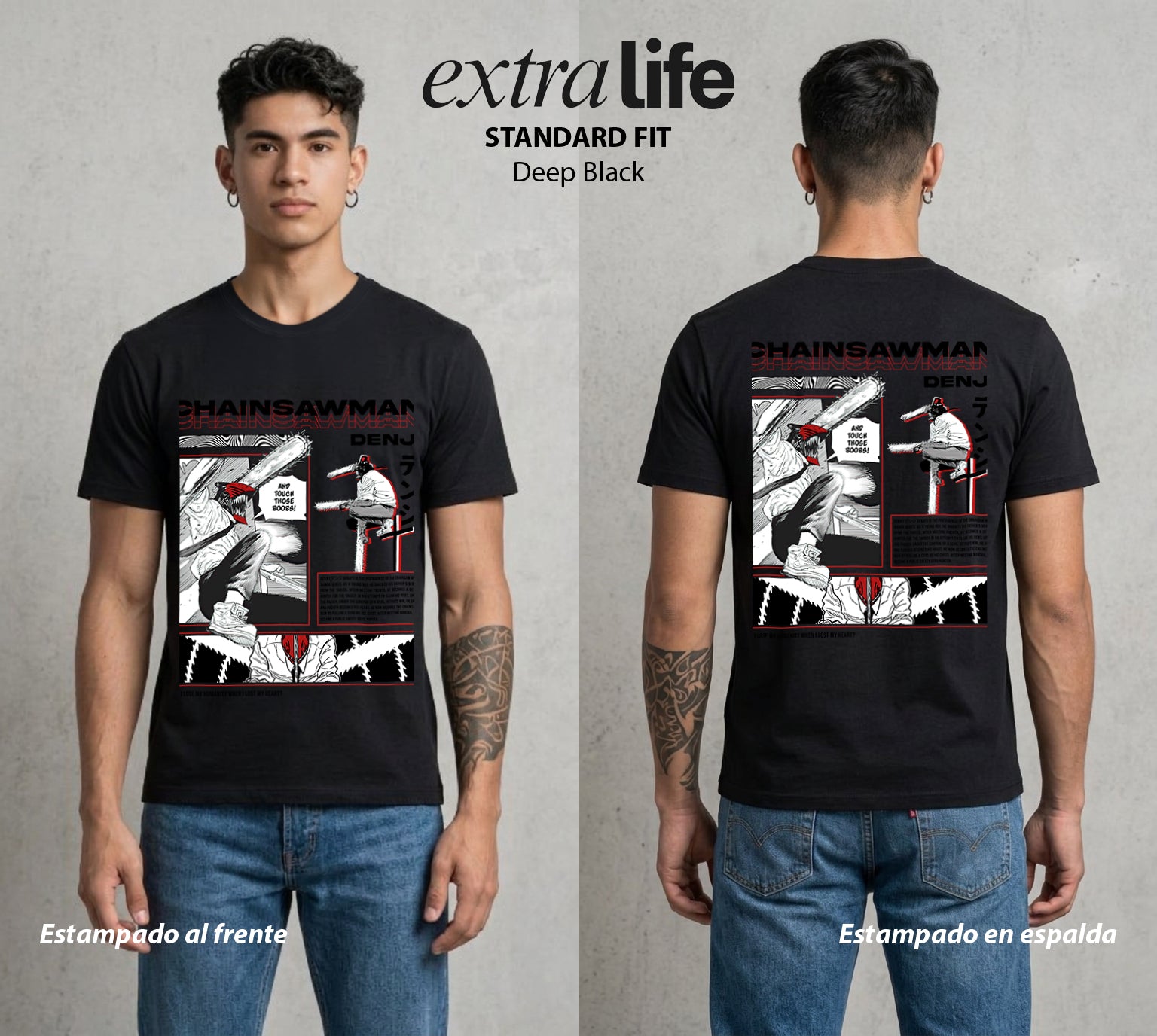 El Contrato Infernal | El Chico con Corazon de Perro #00406 - Playera Standard Fit | Deep Black - Foto en modelo