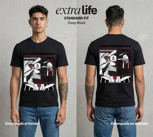 El Contrato Infernal | El Chico con Corazon de Perro #00406 - Playera Standard Fit | Deep Black - Foto en modelo