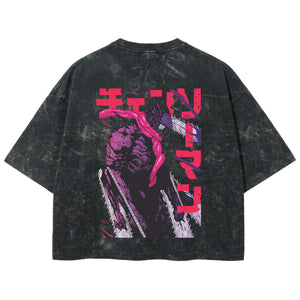 Playera streetwear premium de anime y gaming ExtraLife MX, corte boxy deluxe mineral wash heavyweight en color Acid Wash, moda urbana mexicana de culto.