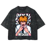Playera streetwear premium de anime y gaming ExtraLife MX, corte boxy deluxe mineral wash heavyweight en color Acid Wash, moda urbana mexicana de culto.