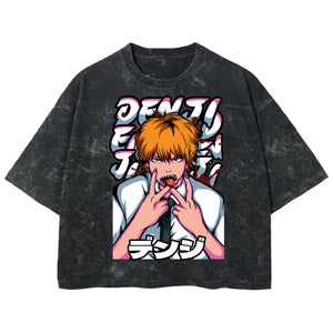 Playera streetwear premium de anime y gaming ExtraLife MX, corte boxy deluxe mineral wash heavyweight en color Acid Wash, moda urbana mexicana de culto.