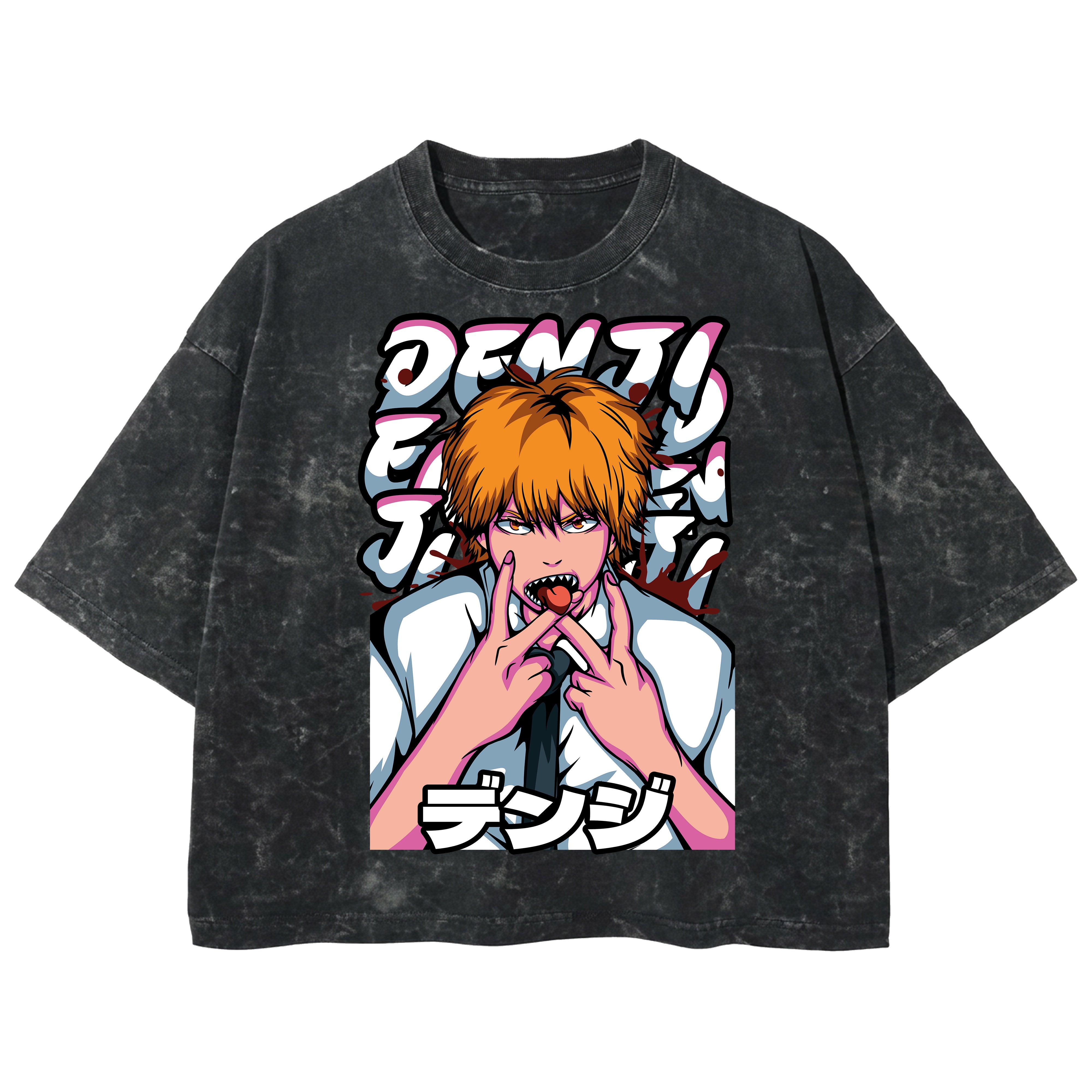 Playera streetwear premium de anime y gaming ExtraLife MX, corte boxy deluxe mineral wash heavyweight en color Acid Wash, moda urbana mexicana de culto.