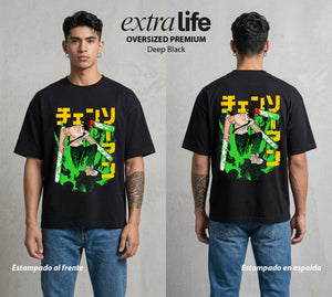 El Contrato Infernal | El Diablo Humano #00416 - Playera Oversized Premium | Deep Black - Foto en modelo