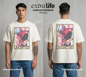 El Contrato Infernal | El Heroe de la Sierra #00417 - Playera Oversized Premium | Off White - Foto en modelo