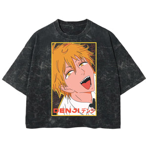 Playera streetwear premium de anime y gaming ExtraLife MX, corte boxy deluxe mineral wash heavyweight en color Acid Wash, moda urbana mexicana de culto.