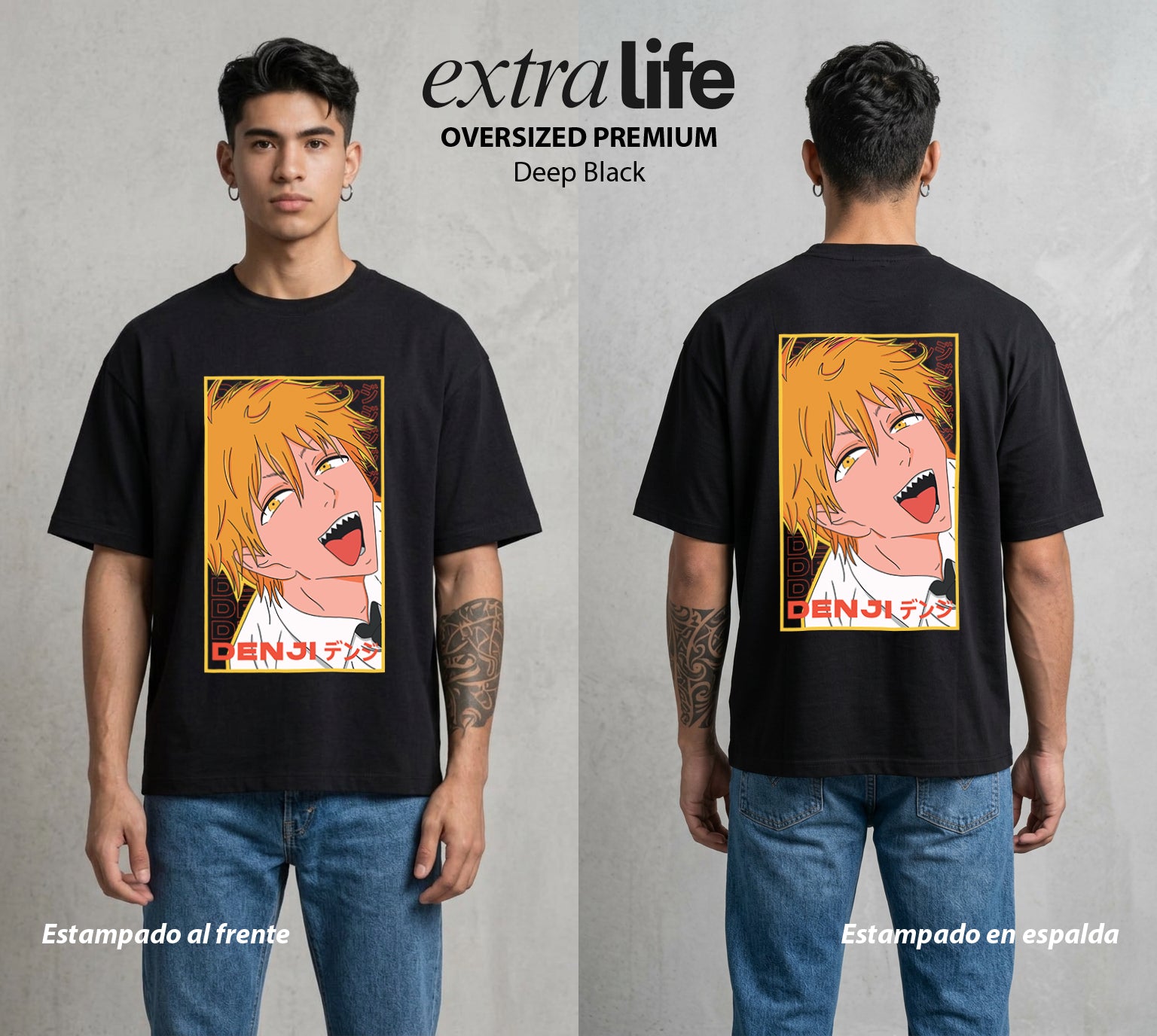 El Contrato Infernal | La Motosierra Infernal #00418 - Playera Oversized Premium | Deep Black - Foto en modelo