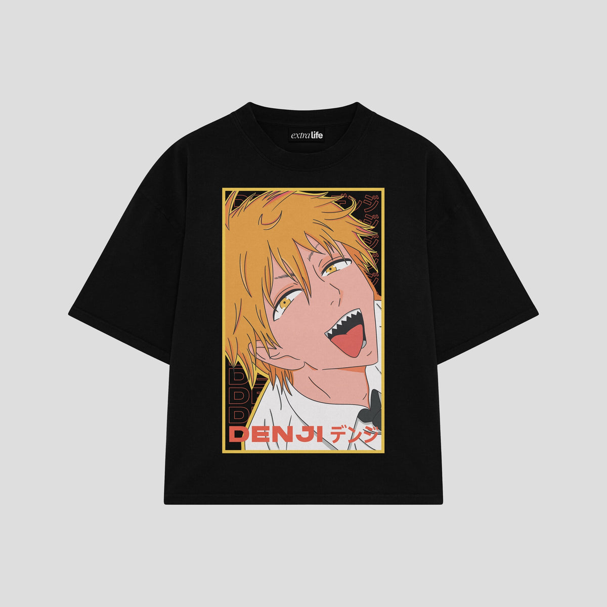 Playera streetwear premium de anime y gaming ExtraLife MX, corte oversized drop shoulder ligero y fresco en color Deep Black y Off-White, moda urbana mexicana de culto.