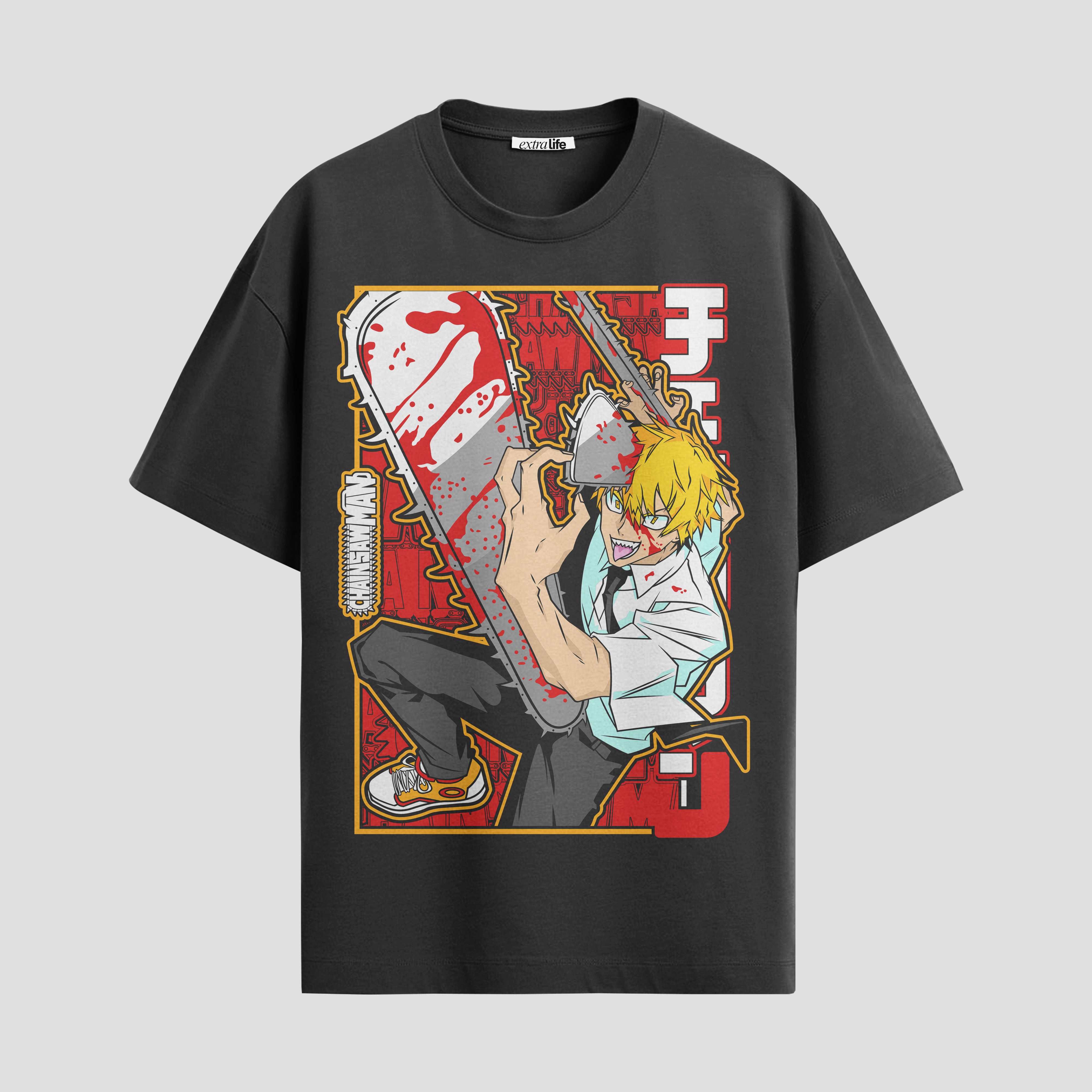 Playera urbana de anime y gaming ExtraLife MX, corte Standard Fit unisex ligero y transpirable en color Deep Black y Pure White, ropa de uso diario para gym y casual.
