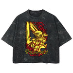 Playera streetwear premium de anime y gaming ExtraLife MX, corte boxy deluxe mineral wash heavyweight en color Acid Wash, moda urbana mexicana de culto.
