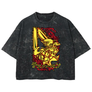 Playera streetwear premium de anime y gaming ExtraLife MX, corte boxy deluxe mineral wash heavyweight en color Acid Wash, moda urbana mexicana de culto.