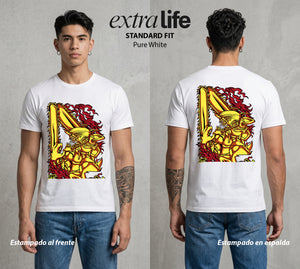 El Contrato Infernal | Motosierra y Corazon #00422 - Playera Standard Fit | Pure White - Foto en modelo