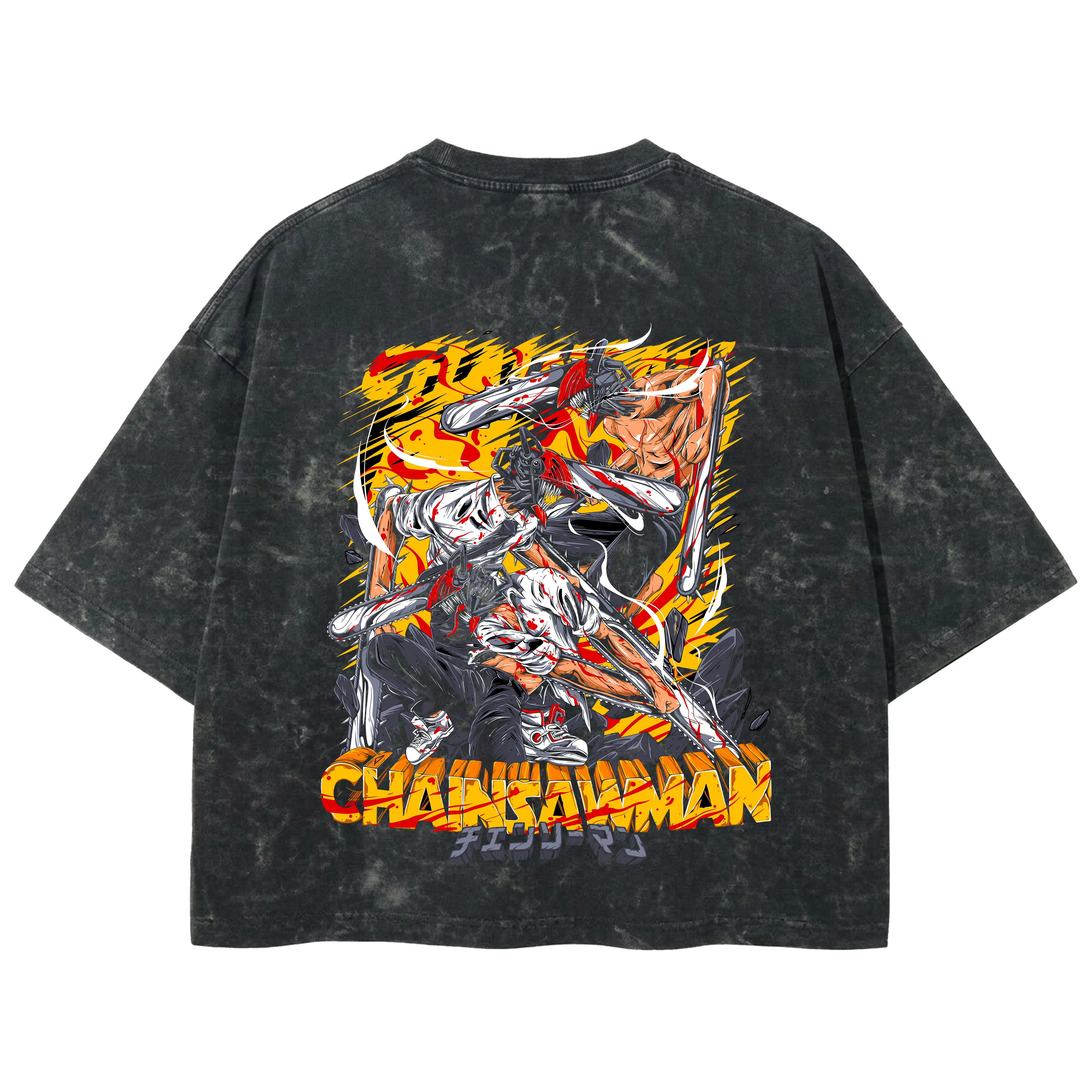 Playera streetwear premium de anime y gaming ExtraLife MX, corte boxy deluxe mineral wash heavyweight en color Acid Wash, moda urbana mexicana de culto.