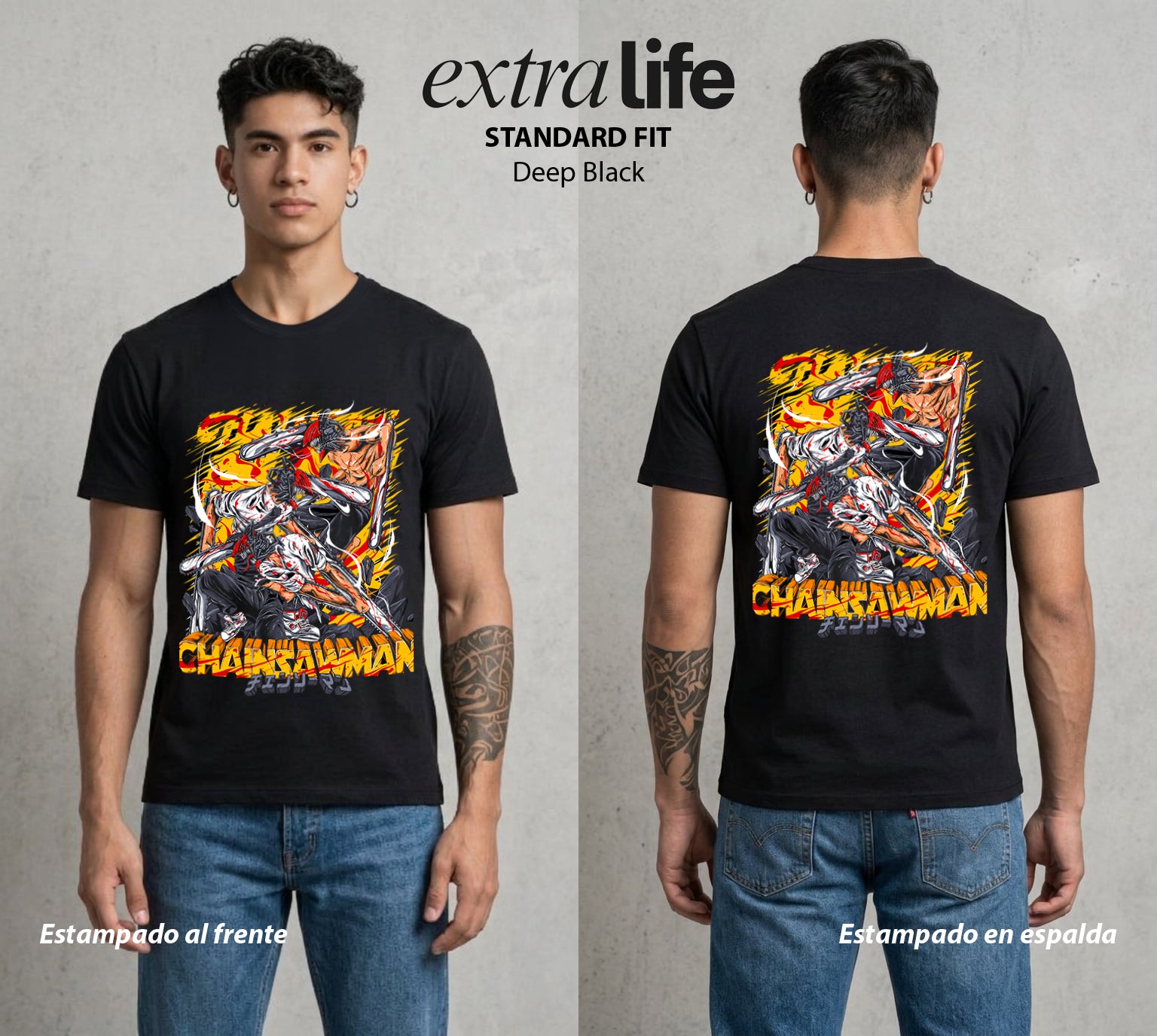 El Contrato Infernal | El Diablo Humano #00423 - Playera Standard Fit | Deep Black - Foto en modelo