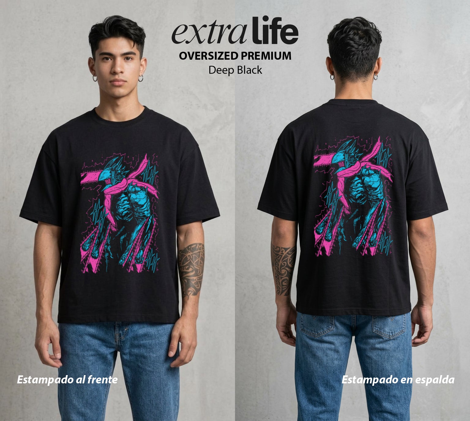El Contrato Infernal | El Heroe de la Sierra #00424 - Playera Oversized Premium | Deep Black - Foto en modelo