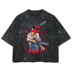 Playera streetwear premium de anime y gaming ExtraLife MX, corte boxy deluxe mineral wash heavyweight en color Acid Wash, moda urbana mexicana de culto.
