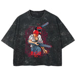 Playera streetwear premium de anime y gaming ExtraLife MX, corte boxy deluxe mineral wash heavyweight en color Acid Wash, moda urbana mexicana de culto.