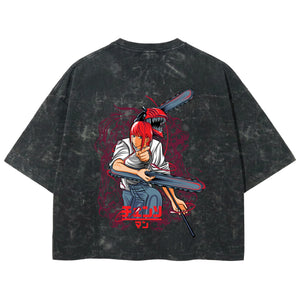 Playera streetwear premium de anime y gaming ExtraLife MX, corte boxy deluxe mineral wash heavyweight en color Acid Wash, moda urbana mexicana de culto.