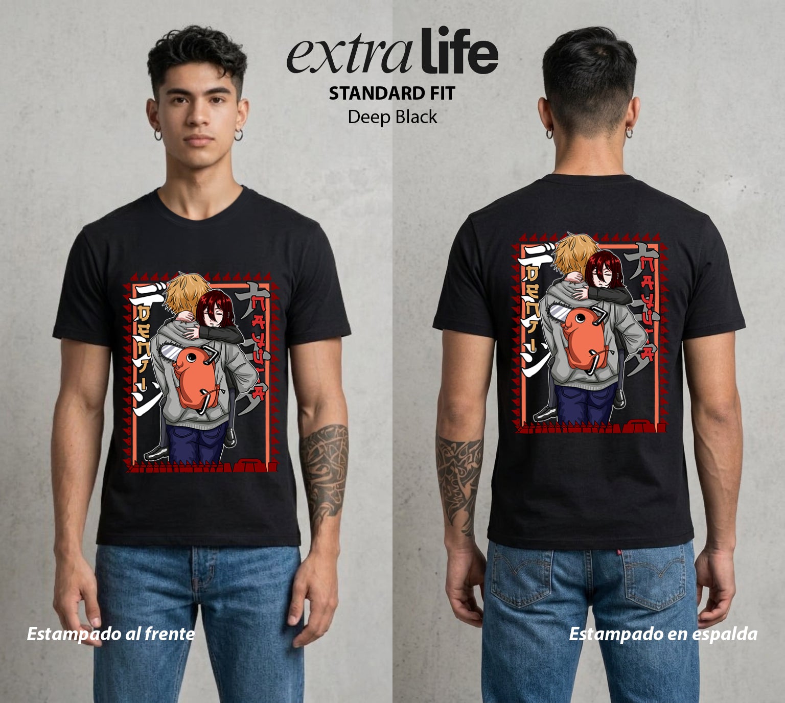 El Contrato Infernal | La Motosierra Infernal #00426 - Playera Standard Fit | Deep Black - Foto en modelo