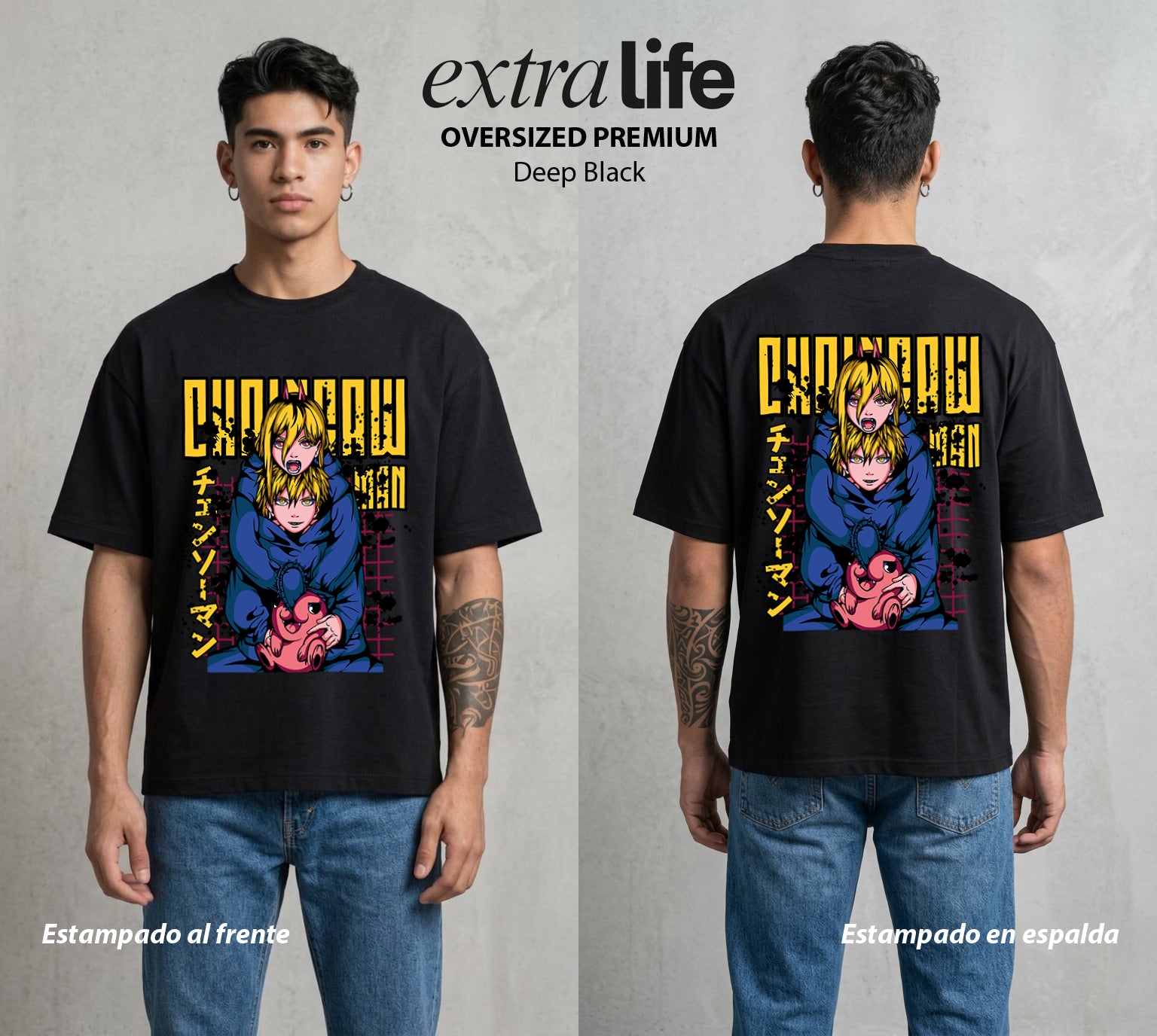 El Contrato Infernal | La Sangre del Diablo #00427 - Playera Oversized Premium | Deep Black - Foto en modelo