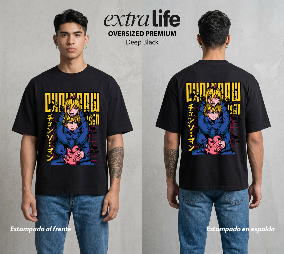 El Contrato Infernal | La Sangre del Diablo #00427 - Playera Oversized Premium | Deep Black - Foto en modelo