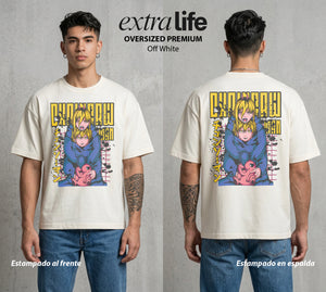 El Contrato Infernal | La Sangre del Diablo #00427 - Playera Oversized Premium | Off White - Foto en modelo