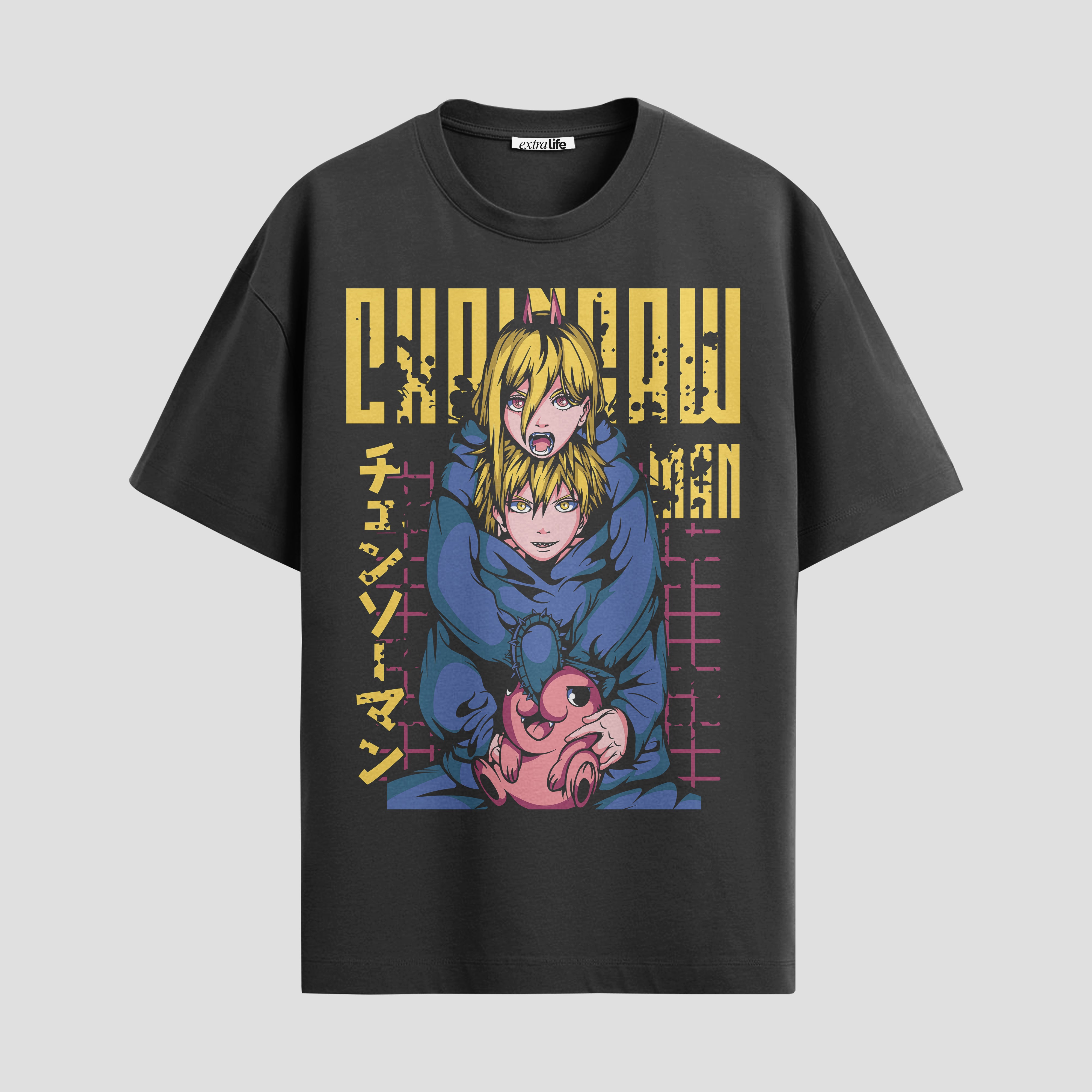 Playera urbana de anime y gaming ExtraLife MX, corte Standard Fit unisex ligero y transpirable en color Deep Black y Pure White, ropa de uso diario para gym y casual.