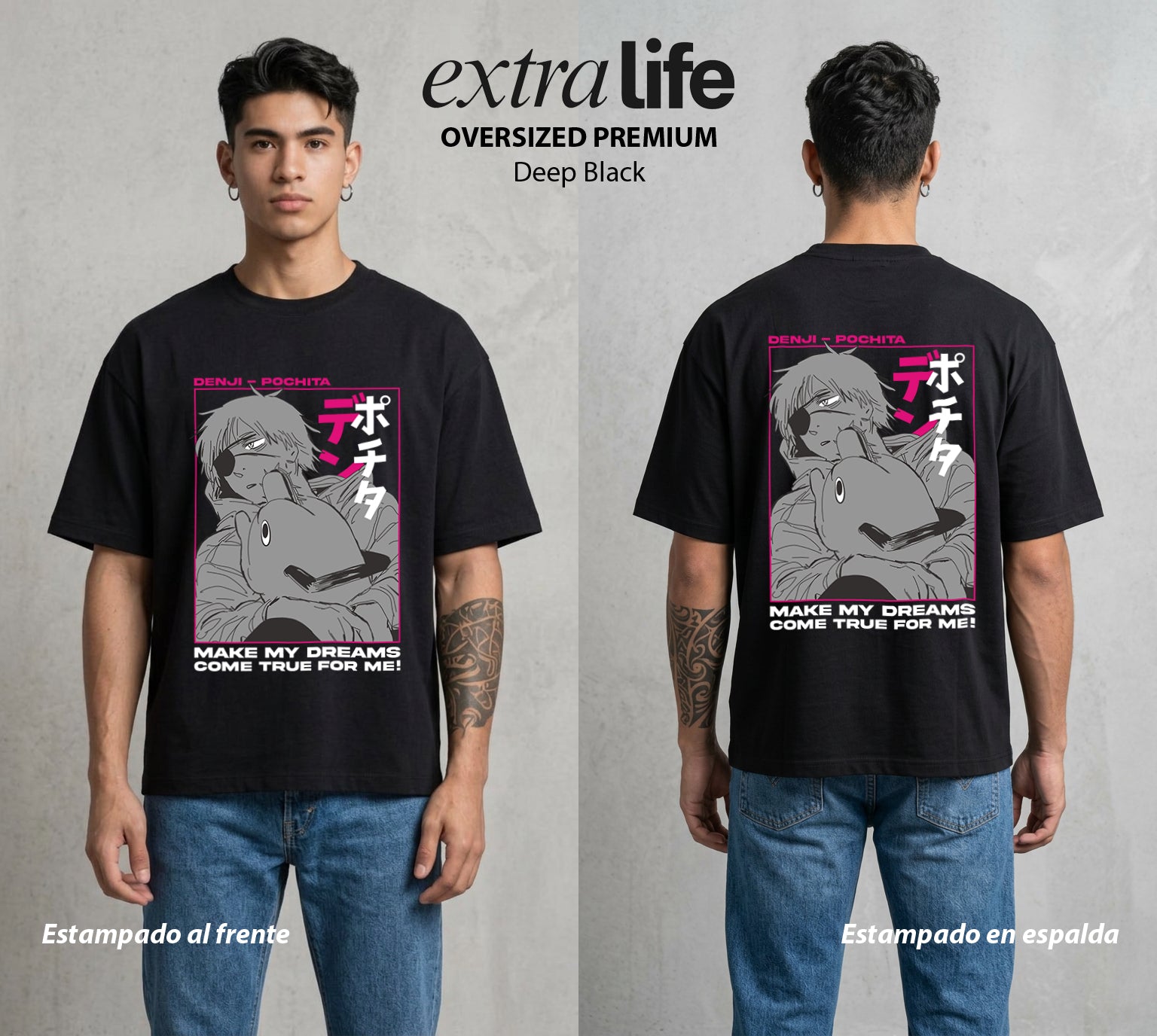 El Contrato Infernal | El Cachorro de Sierra #00428 - Playera Oversized Premium | Deep Black - Foto en modelo
