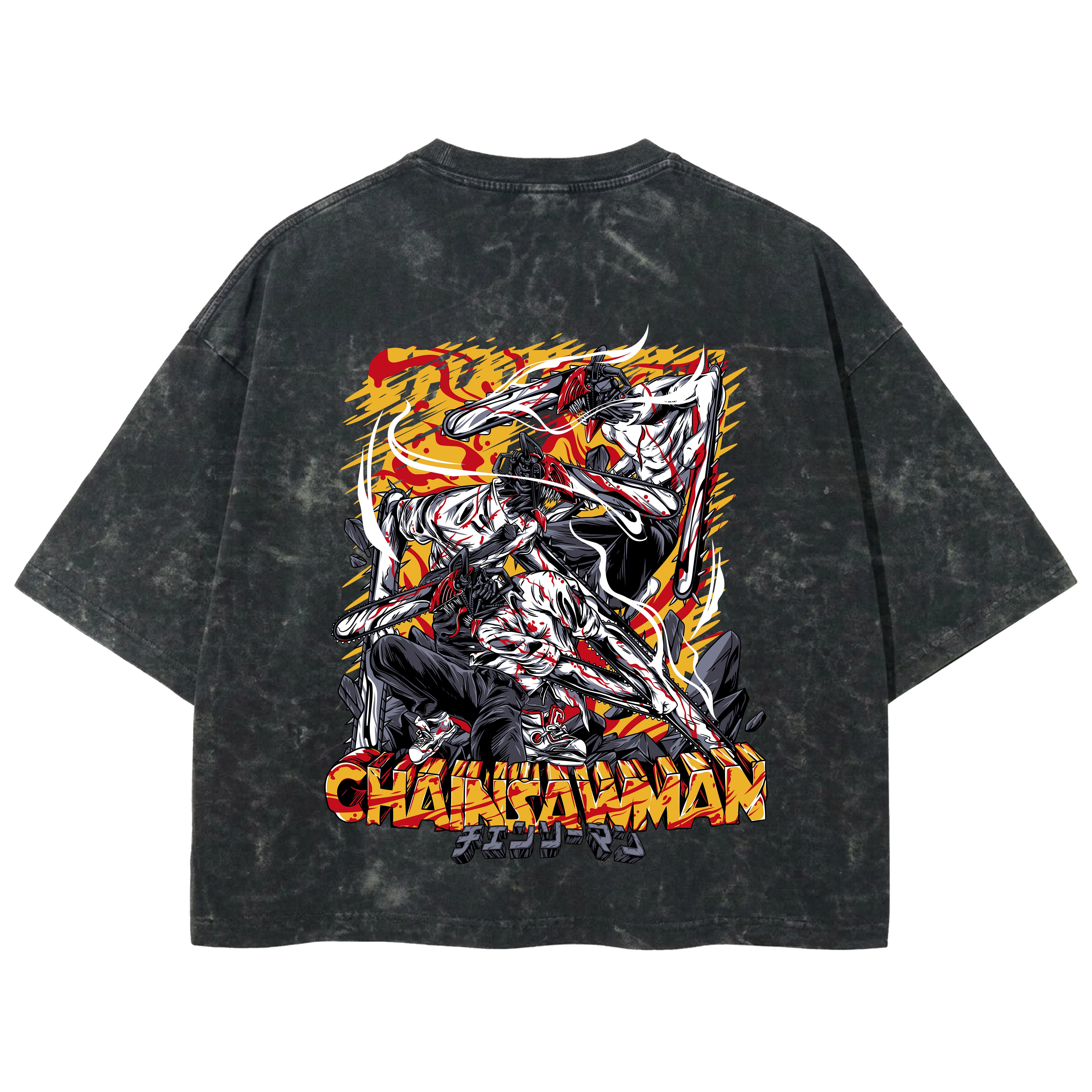 Playera streetwear premium de anime y gaming ExtraLife MX, corte boxy deluxe mineral wash heavyweight en color Acid Wash, moda urbana mexicana de culto.